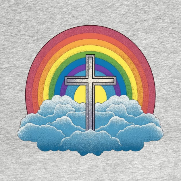 Heaven is a Rainbow - Clouds and Cross - LGBTQIA LGBT Pride - Love is Love by JensenArtCo